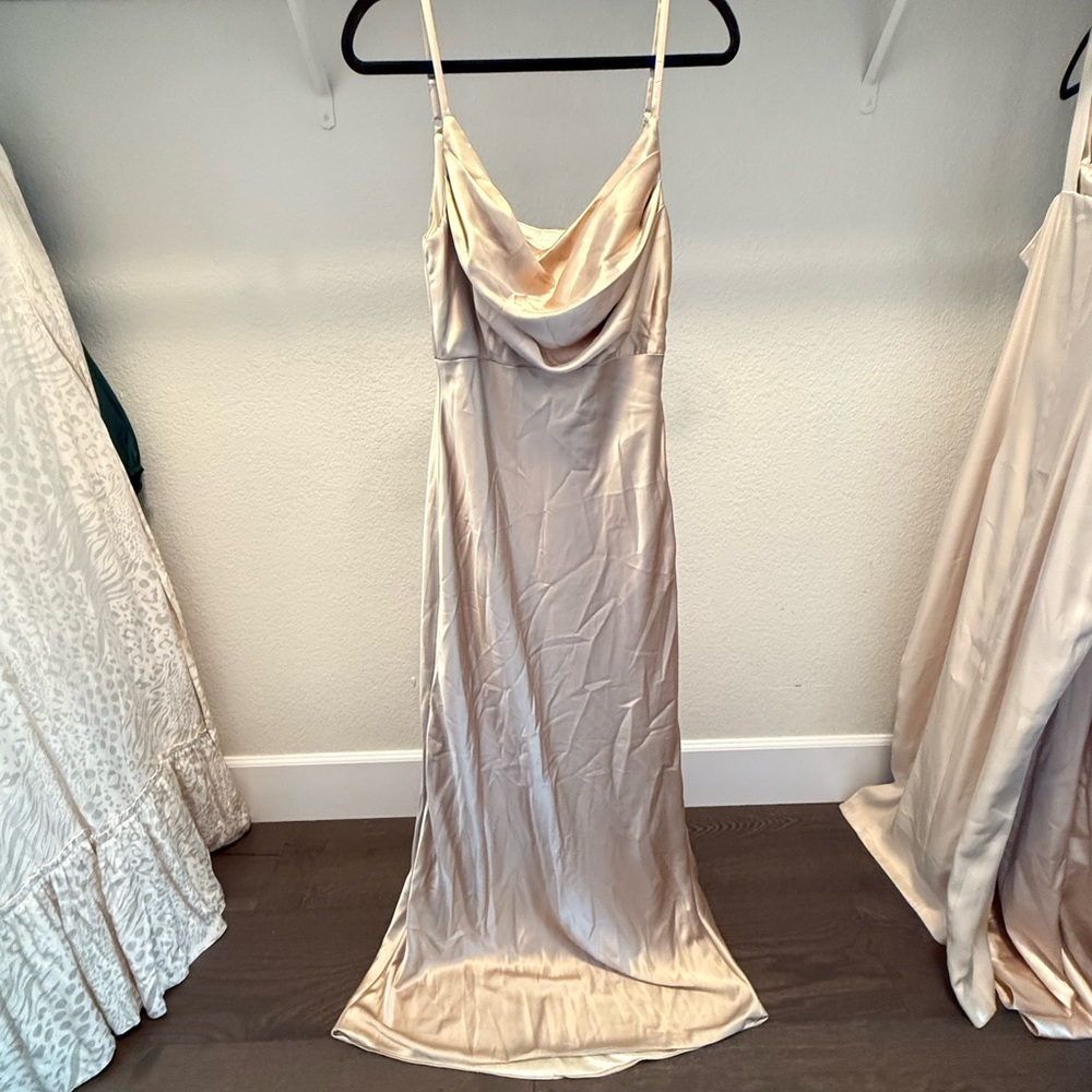 Revelry Champagne Satin Dress